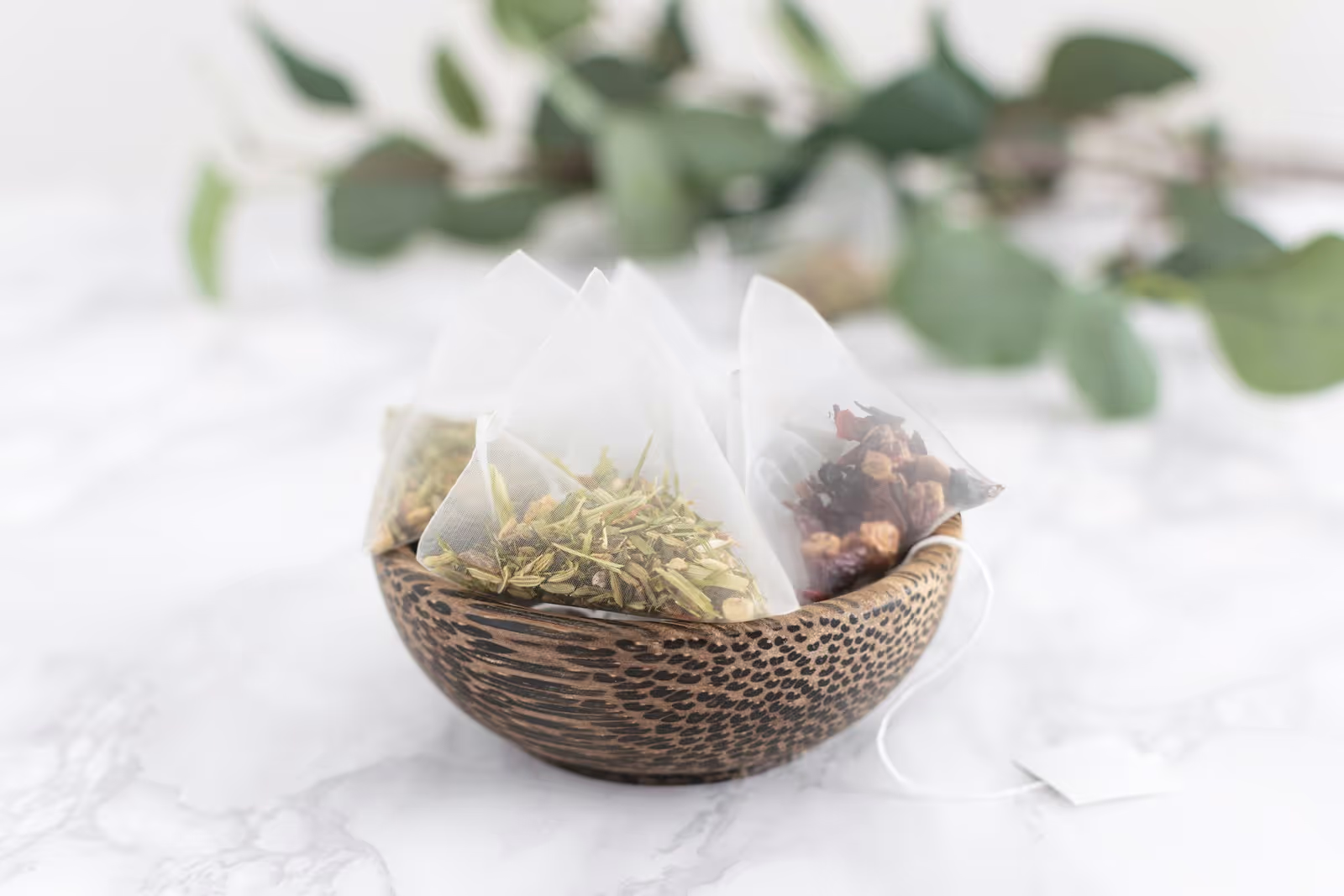 Calming green tea foot soak with bamboo accents
