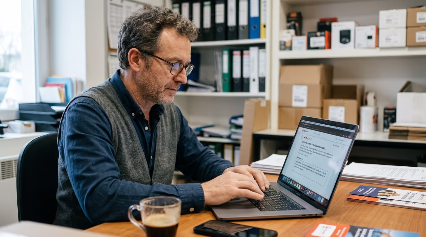 Homme répond aux avis negatifs avec My Client Reviews Me