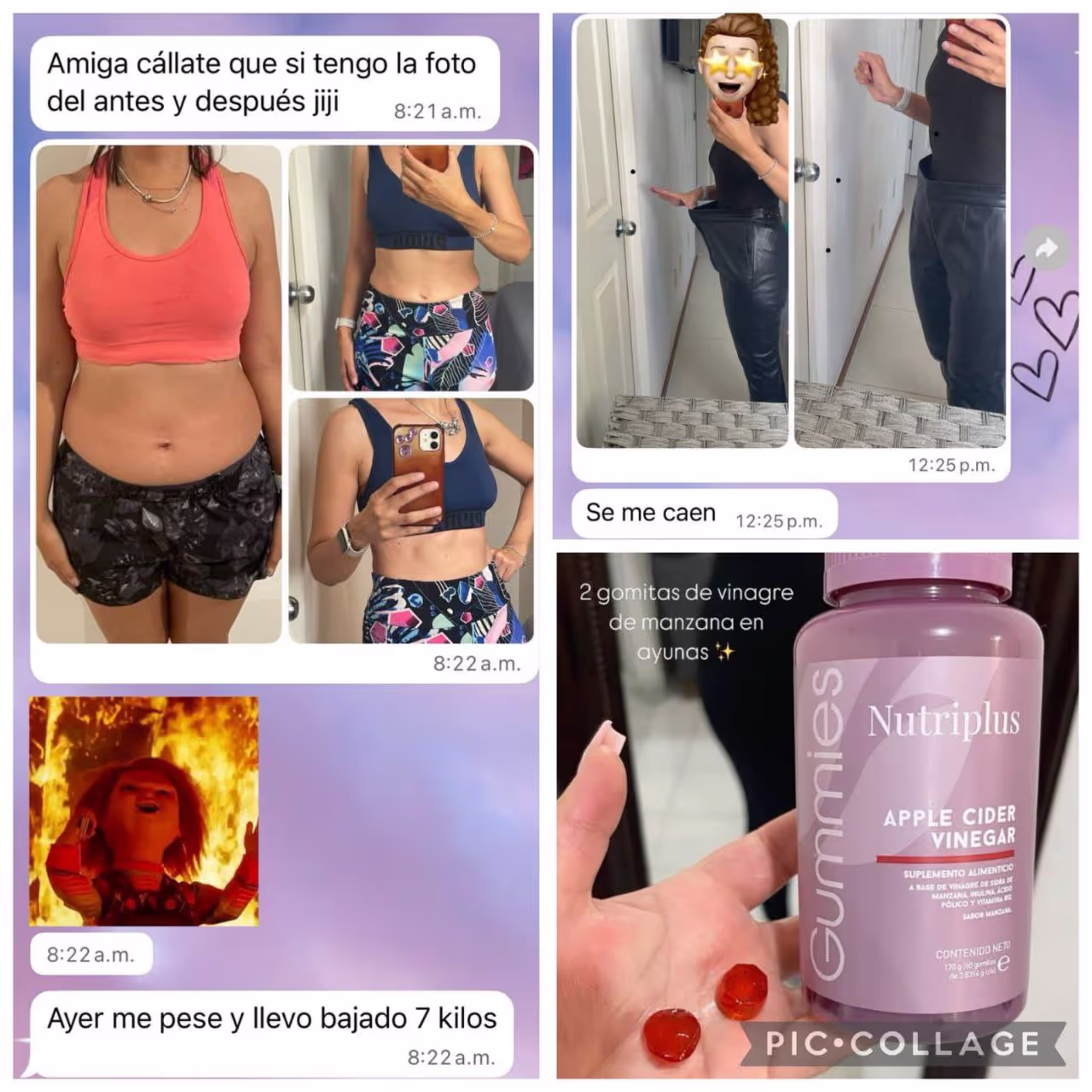 Resultados de las gomitas de vinagre y el café Delish Resultados del antes y el después en diámetro de cintura de una usuaria con las gomitas de vinagre y el café de achicoria