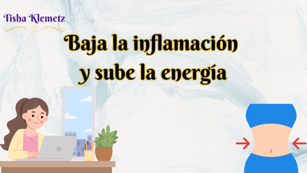 Bajar la inflamación y subir la energía, foto de una cintura esbelta y una chica sonriente en su escritorio con su ordenador