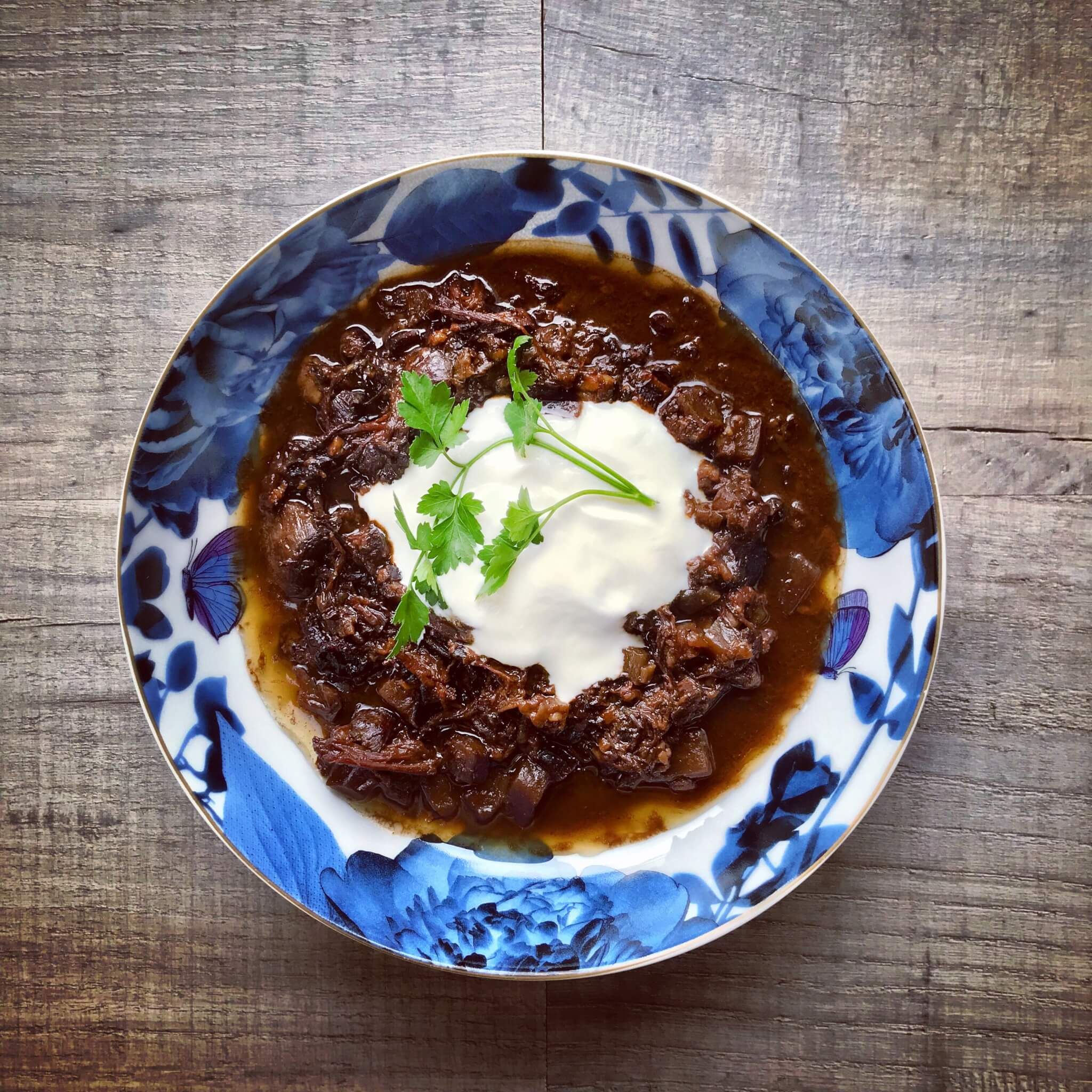 Beef, beetroot, prune, orange, and chocolate stew