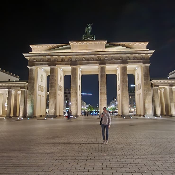 Caro by the Berlin Gate in Germany