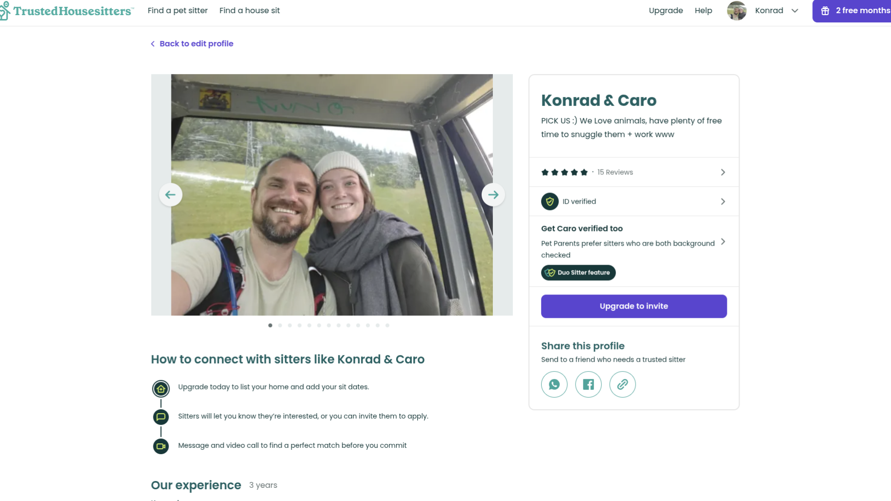 Konrad and Caro's Trusted House Sitting Profile