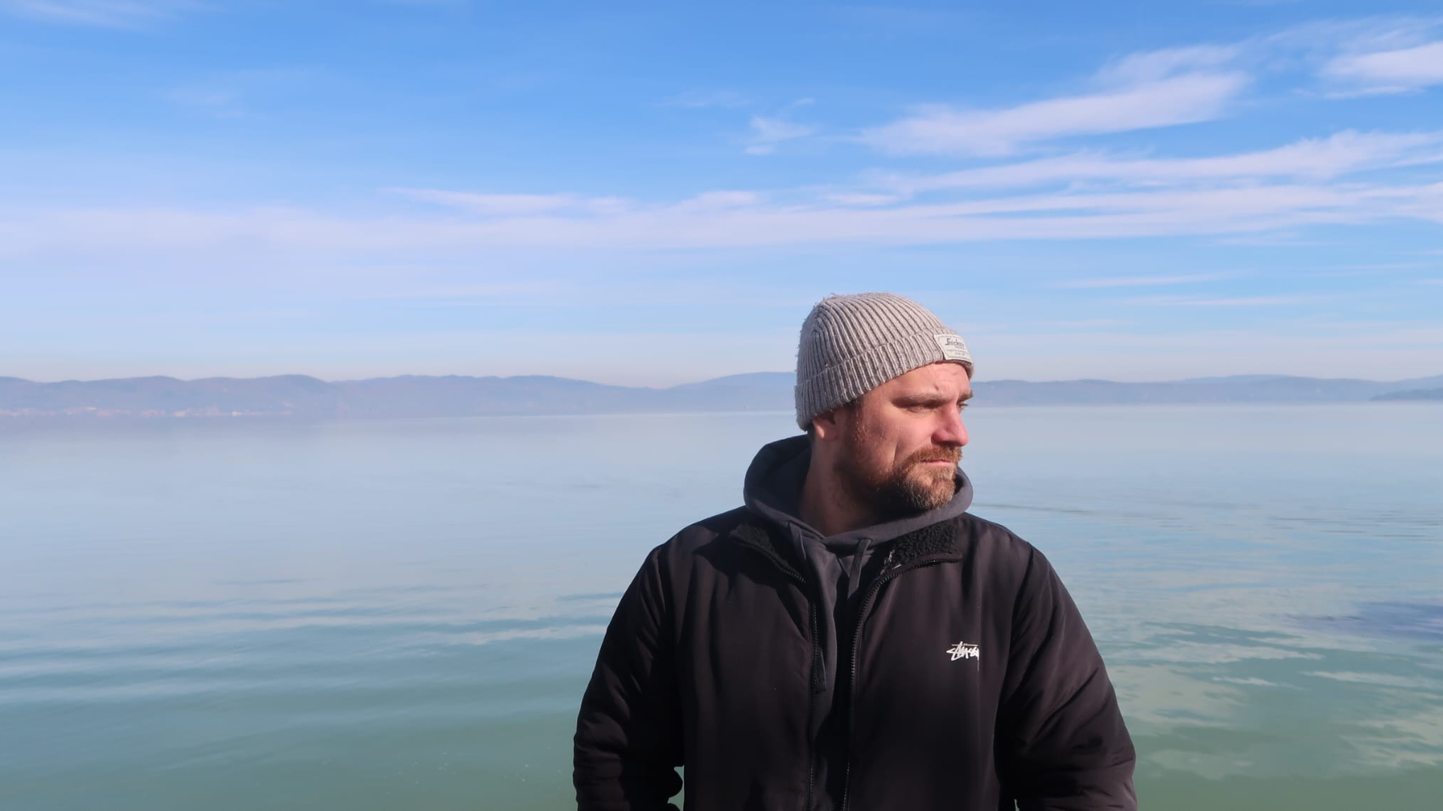 Konrad in Italy by a lake