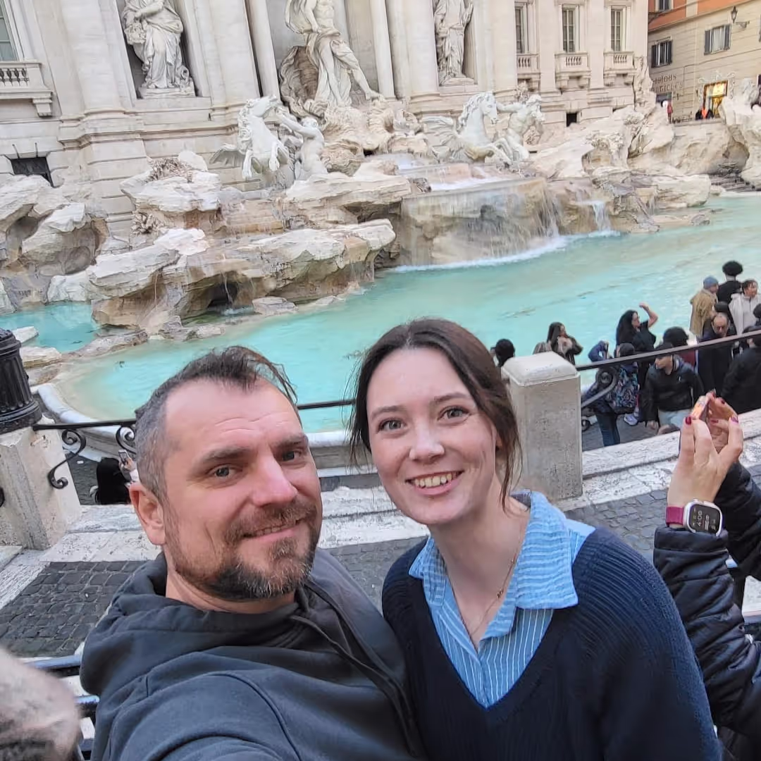 Konrad and Caro at Trevi Fountain