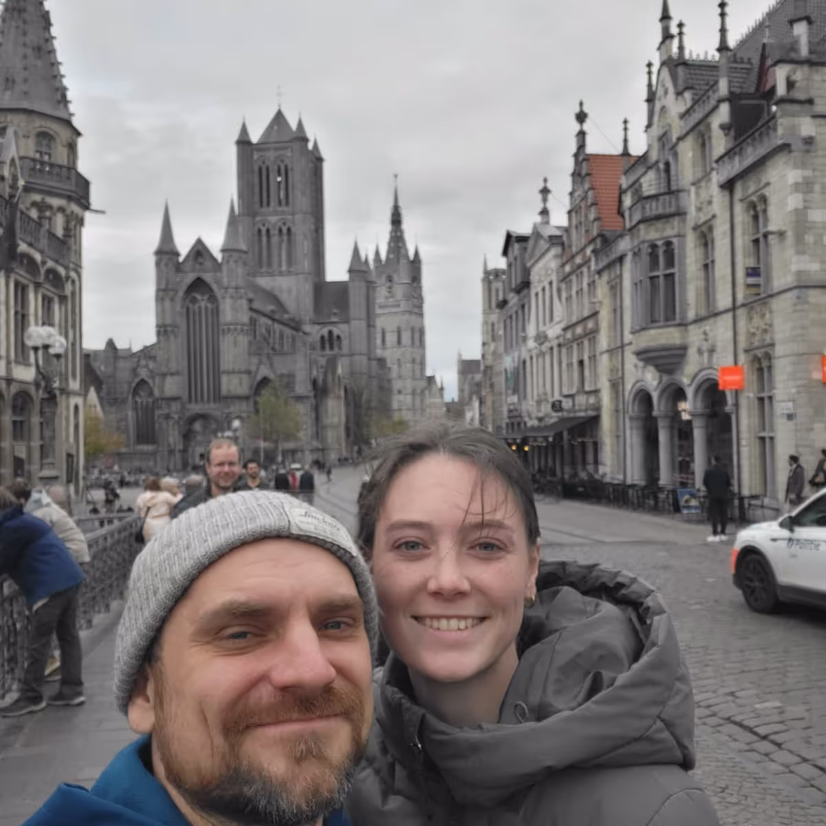 Konrad and Caro exploring Belgium