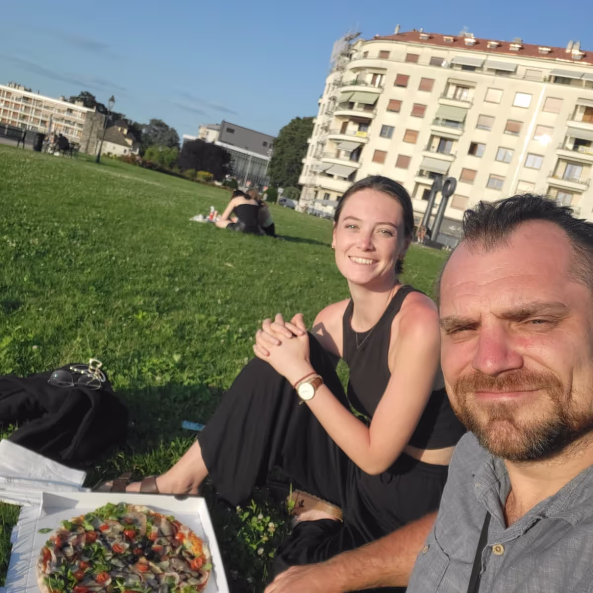 Konrad and Caro in France on Lake Geneva