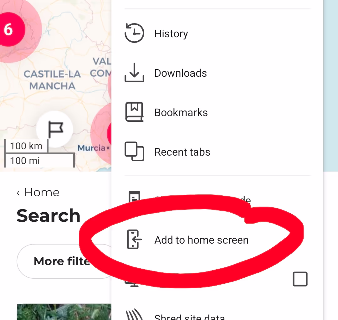 Add to home screen button to make a shortcut for mobile friendly house sitting websites