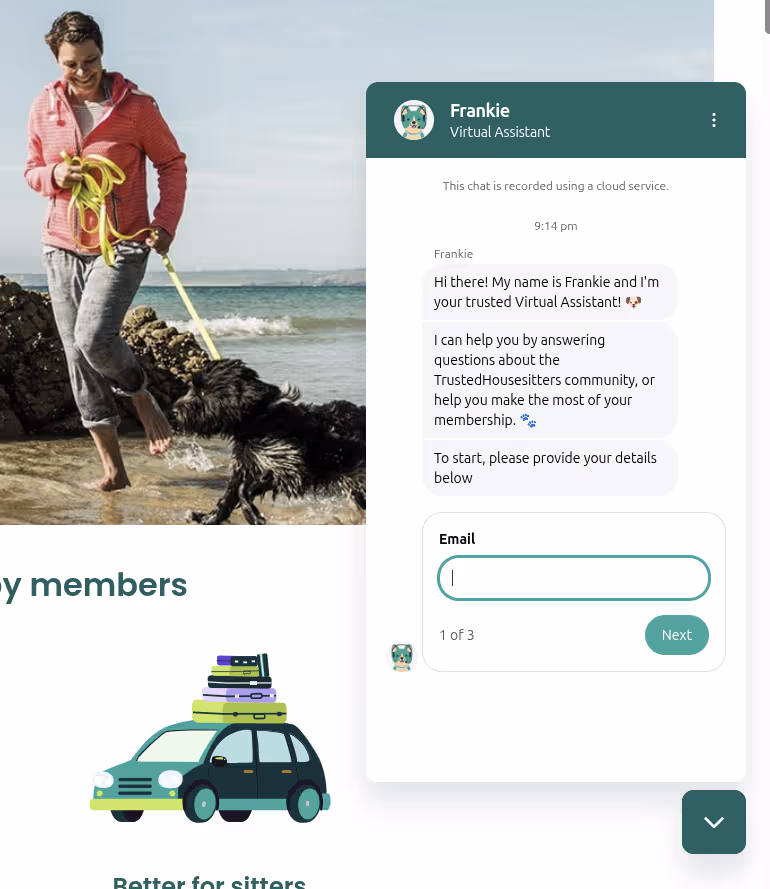 Trusted House Sitters Live AI chat assistant
