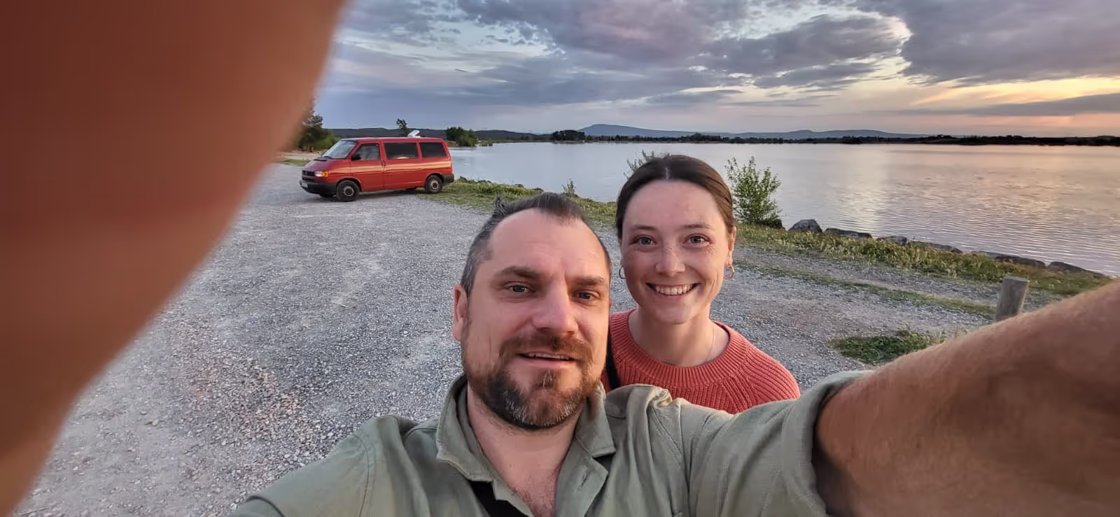 Konrad and Caro in France by their VW T4 Konrad and Caro in France by their VW T4