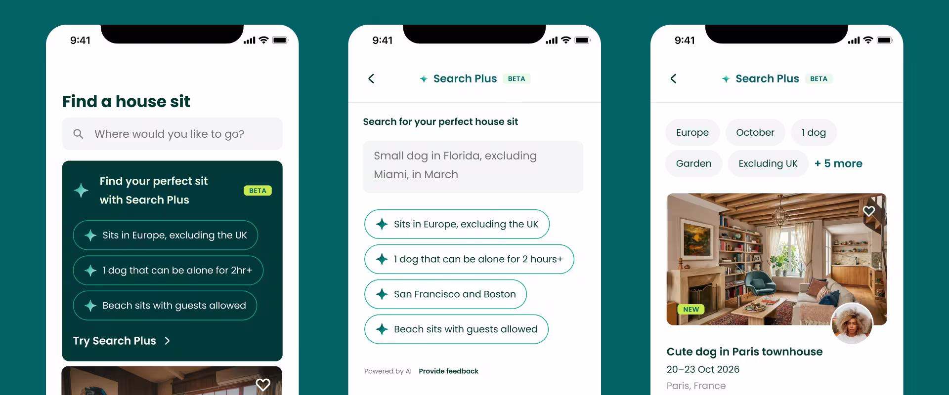 Search Plus feature for Trusted House Sitters