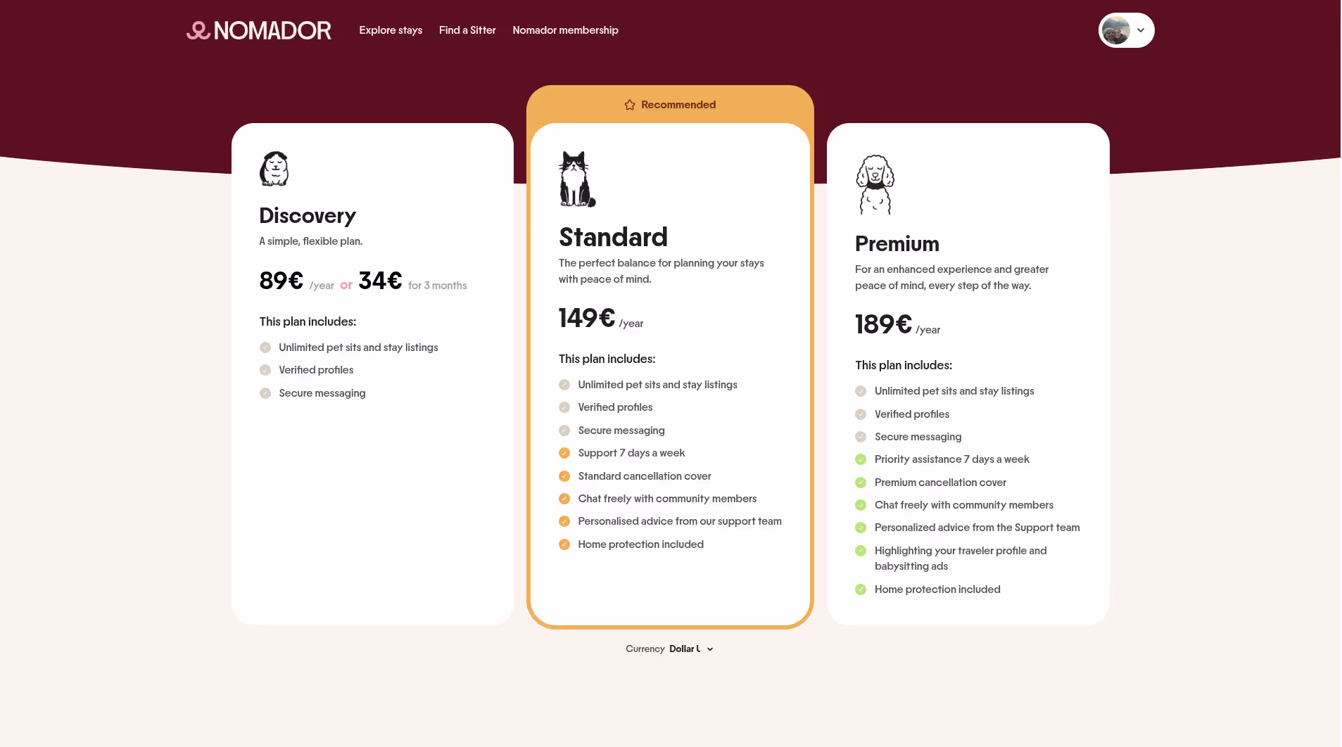 Nomador Pricing Page Nomador Pricing Page