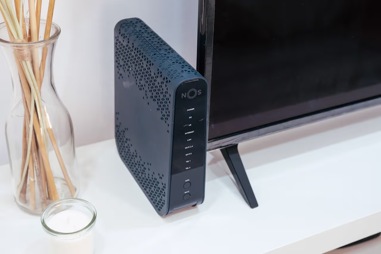 A wifi Router by the tv