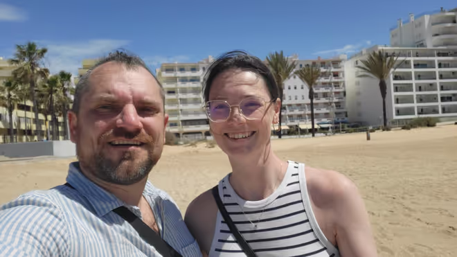 Konrad and Caro on a beach in Portugal Konrad and Caro on a beach in Portugal