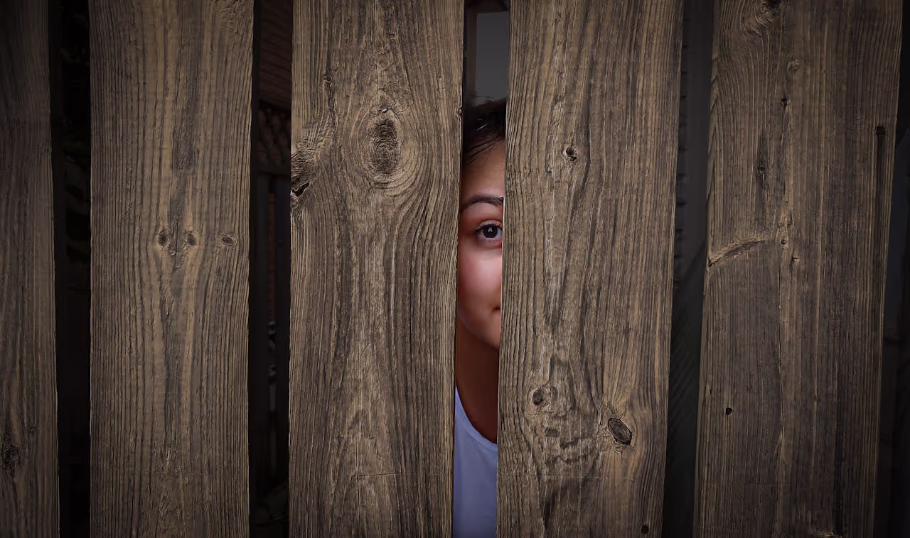 A neighbour peeking through the fence