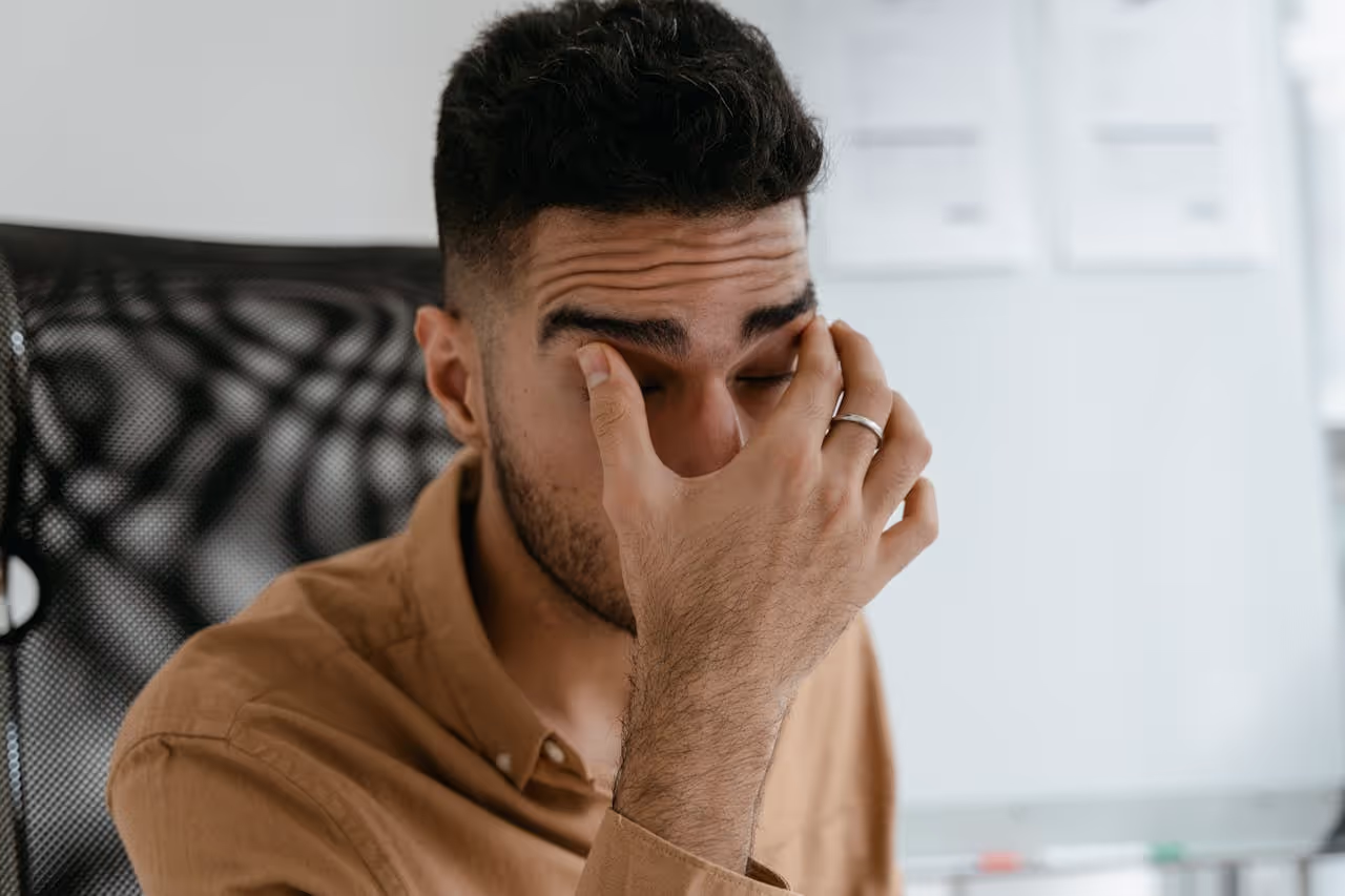 A man with mental fatigue A man with mental fatigue