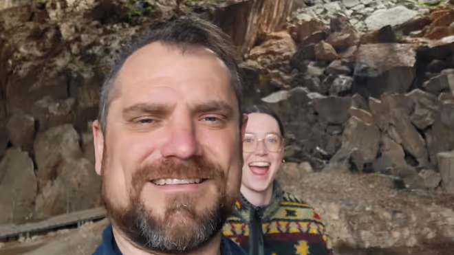 Konrad and Caro in a Cave