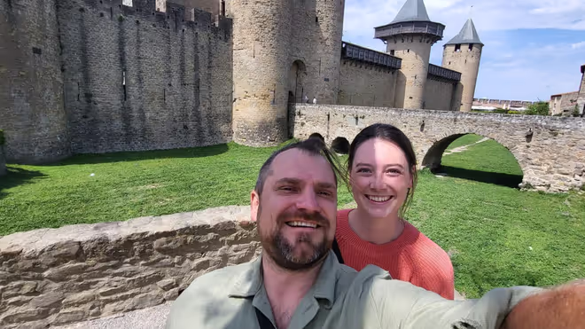 Konrad and Caro in Carcassone