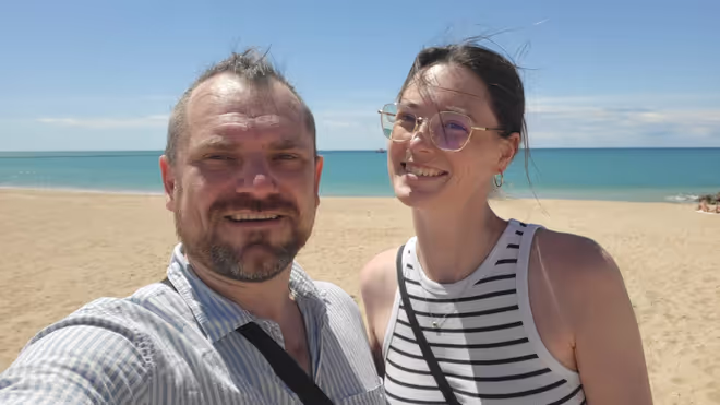 Konrad and Caro on a beach in Portugal Konrad and Caro on a beach in Portugal