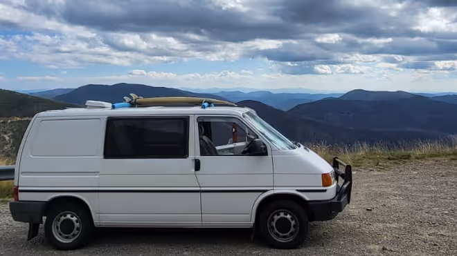Konrad and Caro's White VW T4 van in Australia Konrad and Caro's White VW T4 van in Australia