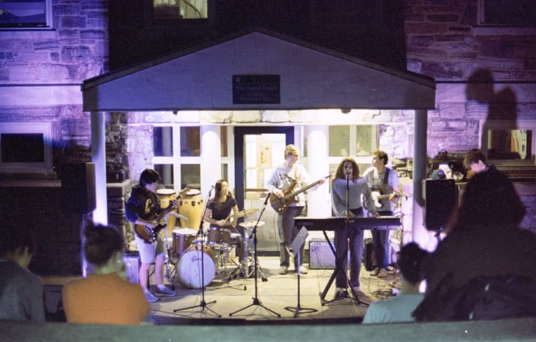 Student playing drums