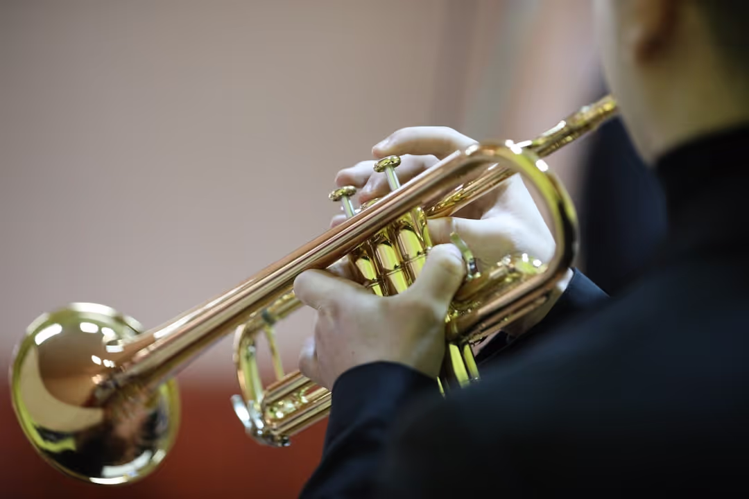 Student playing saxophone