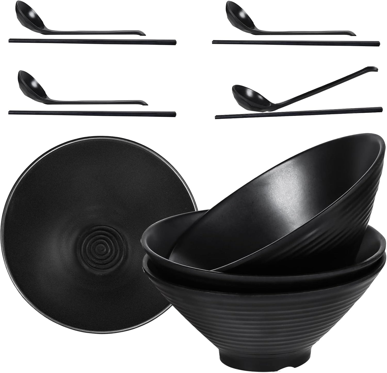 Entdecke das perfekte Ramen Geschirr-Set: 4er Melamin Schüsseln im japanischen Stil