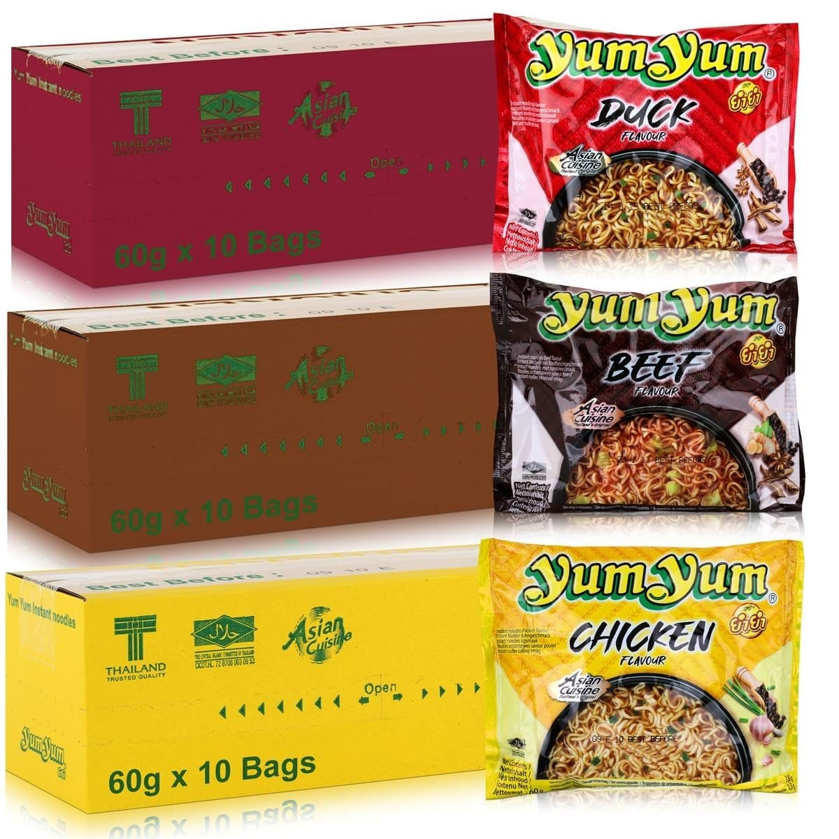 YumYum Instant Nudelsuppen: Geschmackstest der beliebten Sorten Ente, Rind & Huhn